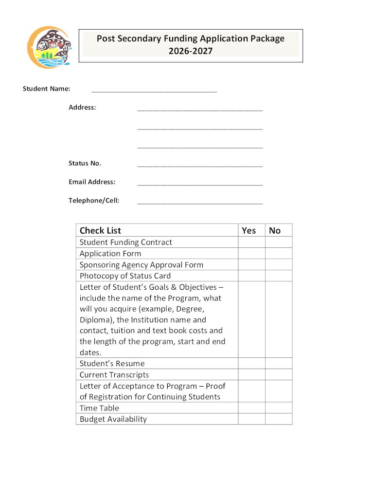 Post Secondary Funding Application