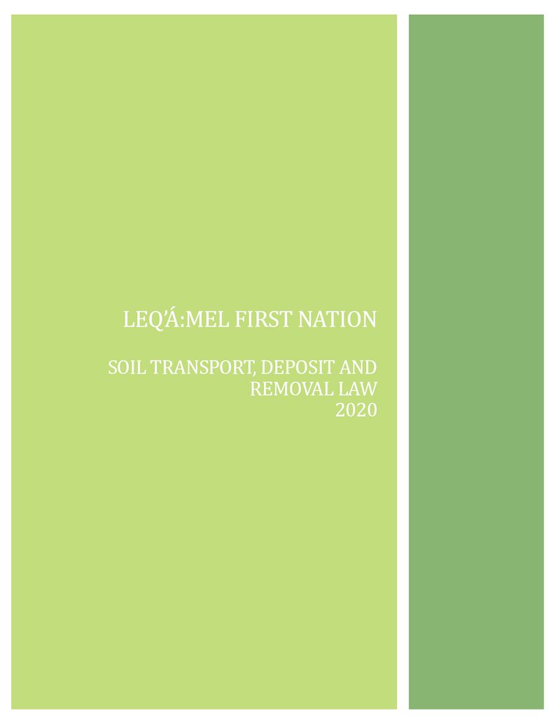 Soil Transport Deposit Removal Law