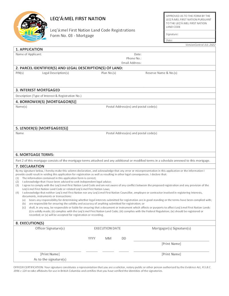 Form 03 – Mortgage